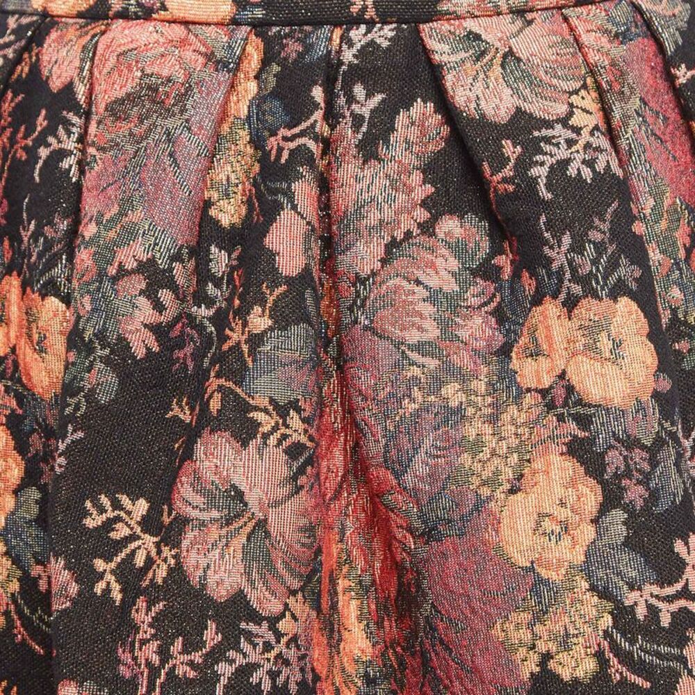 Maje Black Jacquard Lurex Pleated Knee-Length Skirt L - Picture 3 of 5